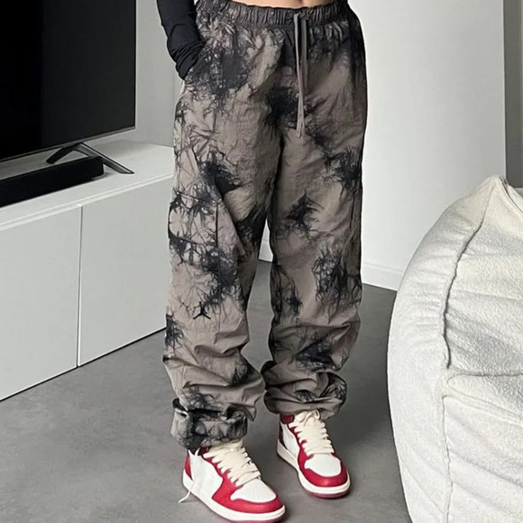 Jordan Black and Gray Tie-Dye Lined Track Pants - Picture 1 of 6